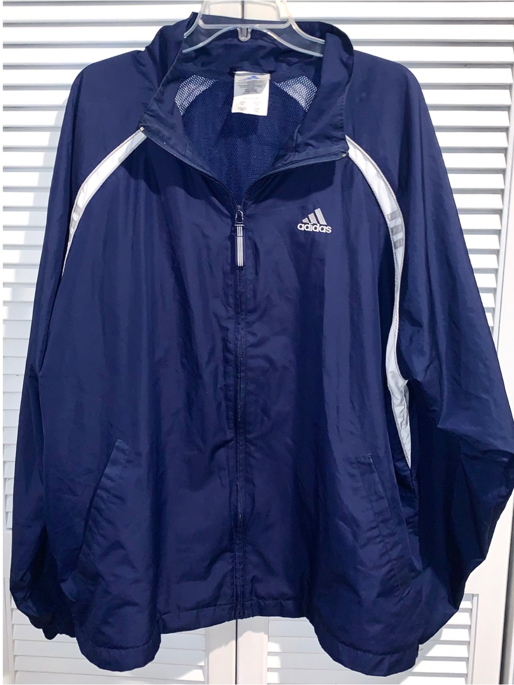 Vintage 90s Adidas Men's Navy Windbreaker Jacket Xl Full Zip